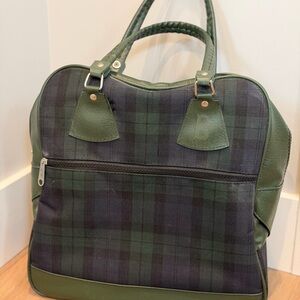 VINTAGE 1950’s-60’s Tartan Plaid Overnight Bag Tote Bag Handbag